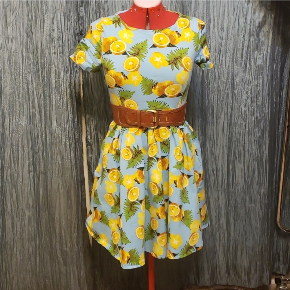 S/M Lemon Print A-line Dress